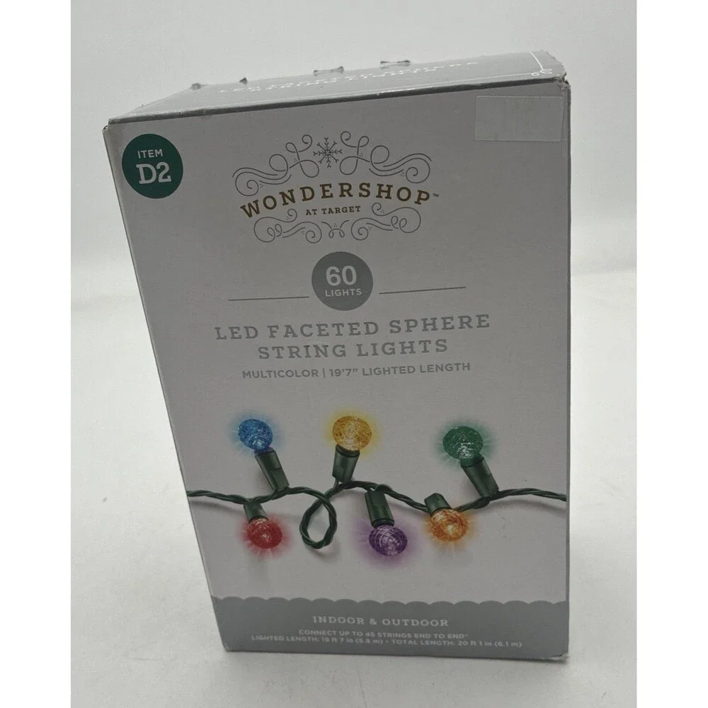 Patio Lights Christmas Lights LED 19ft 7in Indoor And Outdoor Multicolor 60ct
